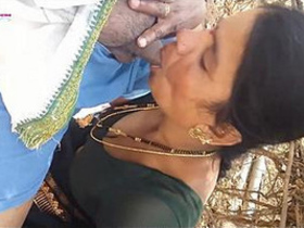 Indian aunty enjoys oral sex in the forest