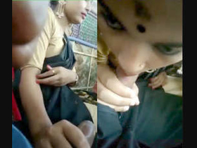 Tamil babe gives a sensual blowjob on a bus