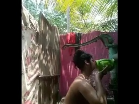 Outdoor shower in the village: A sensual adventure