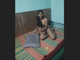 Naked girlfriend caught in the act by her boyfriend