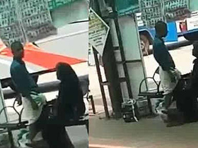 Muslim aunty gives a handjob in public in a bus stand in Kerala